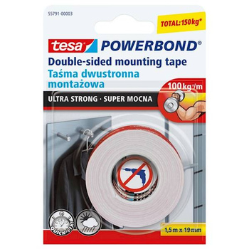 Tesa taśma dwustronna montażowa super mocna 1,5mx19mm